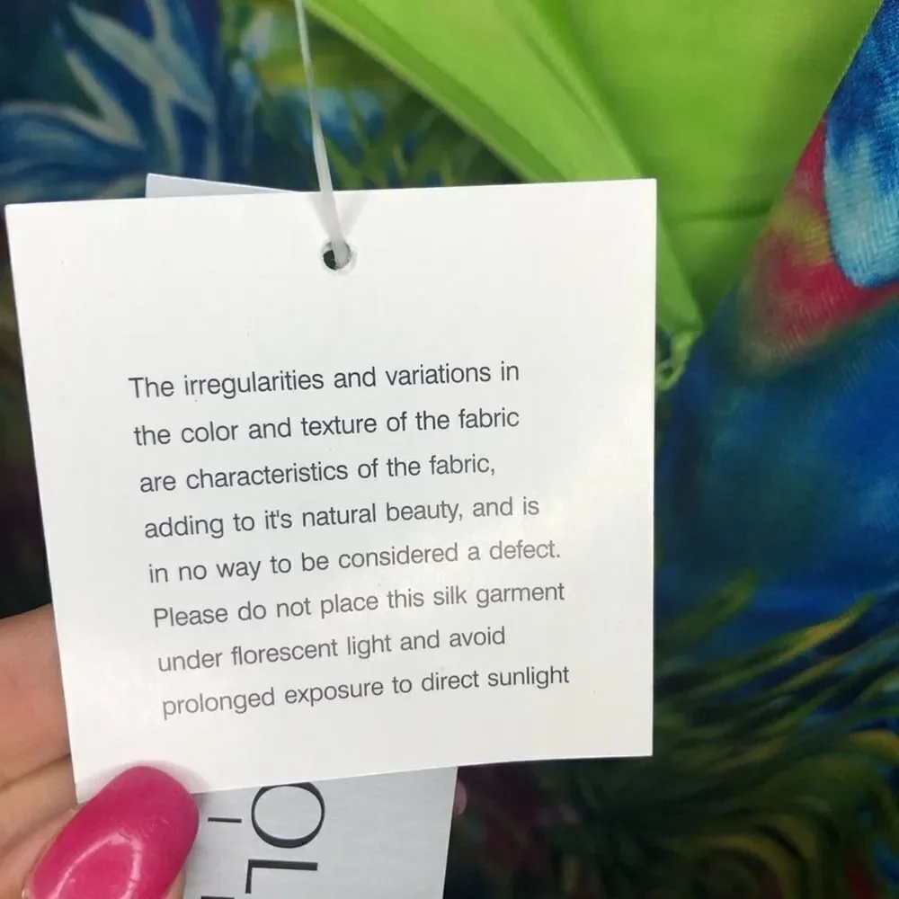 Nancy Bolen Tropical Faux Wrap Silk Skirt S